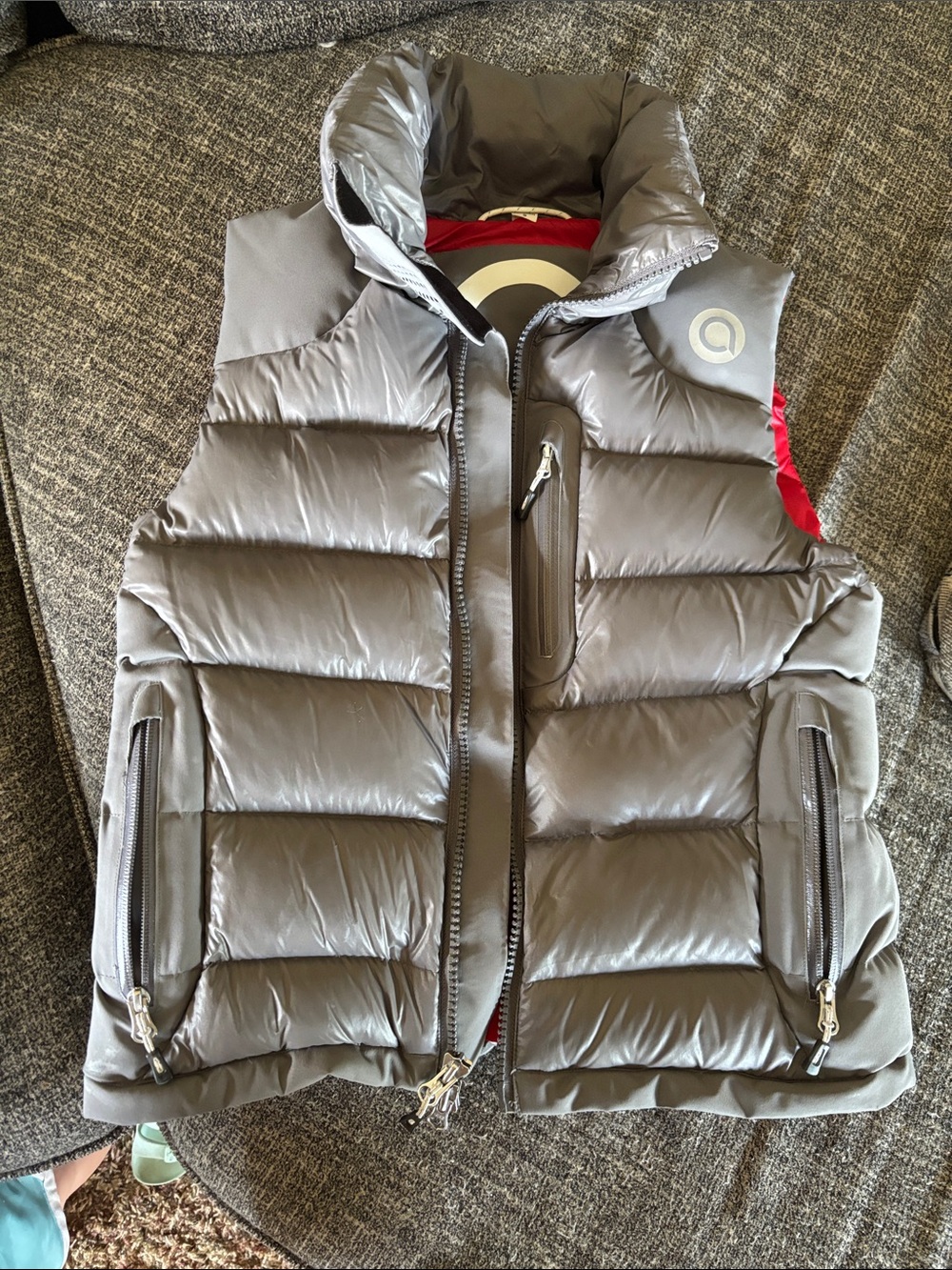 ARCTICA goose down Quilted Puffer Vest in Gray with High Collar